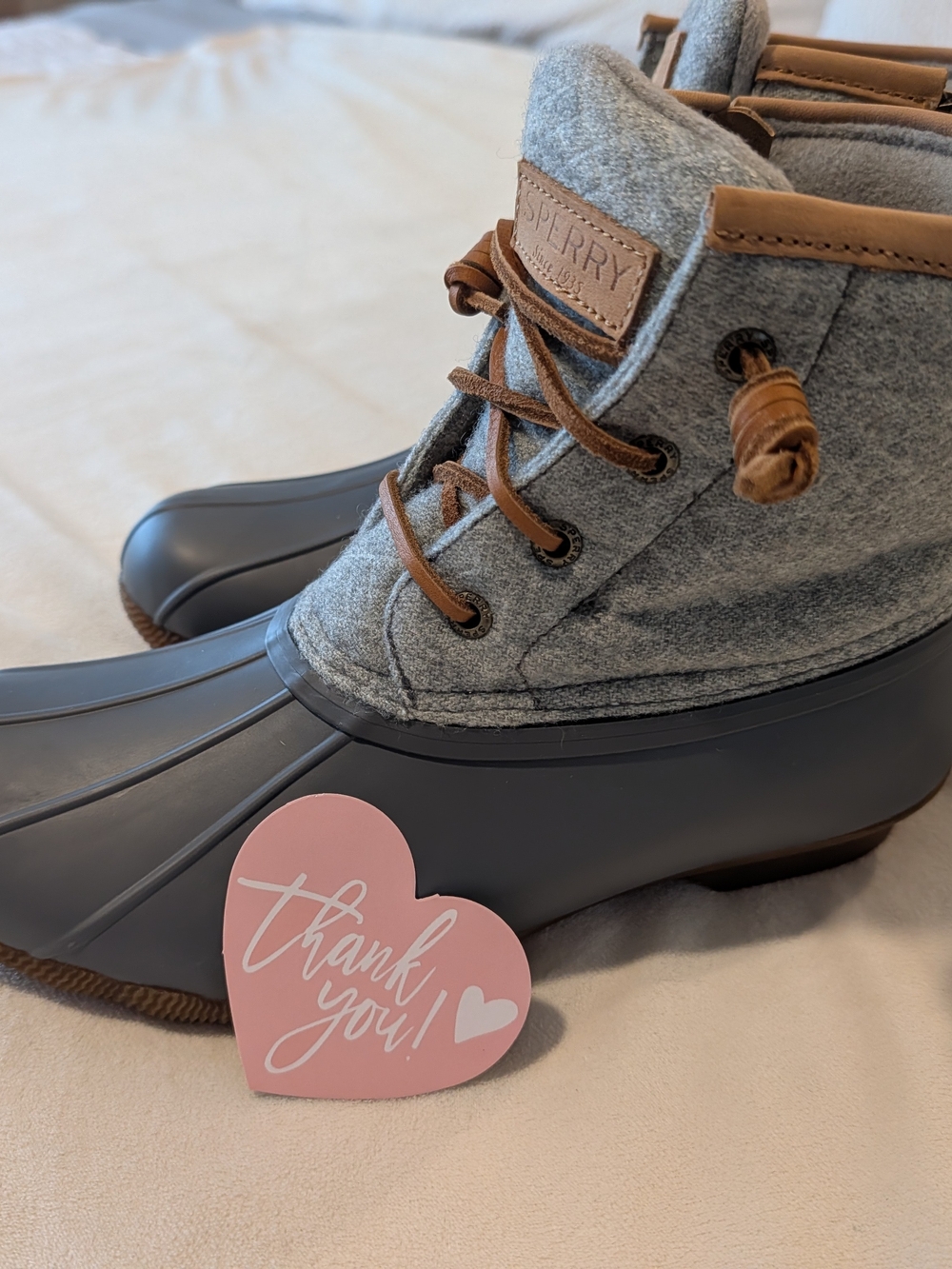 Sperry Grey and Brown Women's Duck Rain Boots